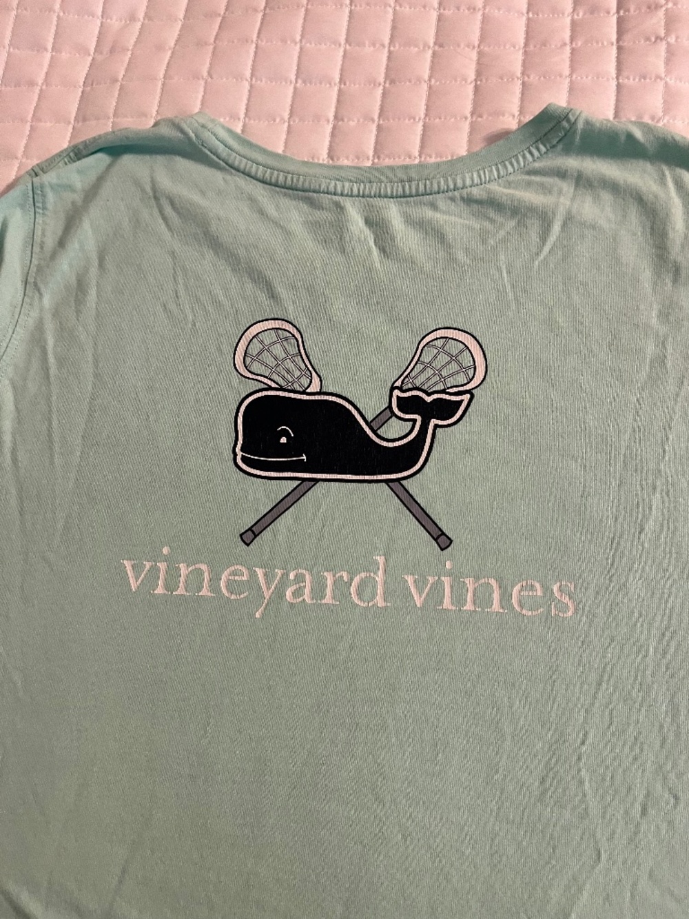 Vineyard Vines Long Sleeve T-Shirt Mint with Navy Lacrosse Graphic
